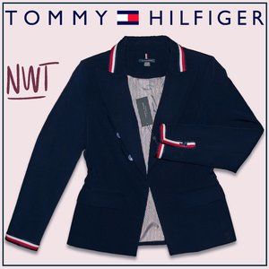 Tommy Hilfiger | Navy Blazer w Shoulder Pads & Pinstripe Detail